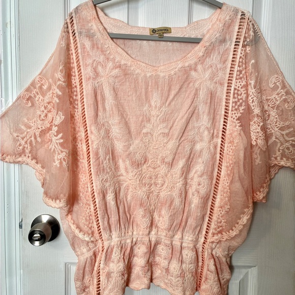 Democracy Tops - Romantic Flowy Embroidered Top XL